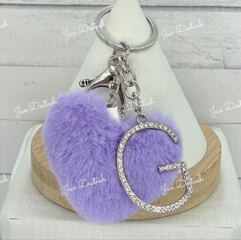 Monogrammed Purse/Key Heart Puff Charms - Picture 6 of 10